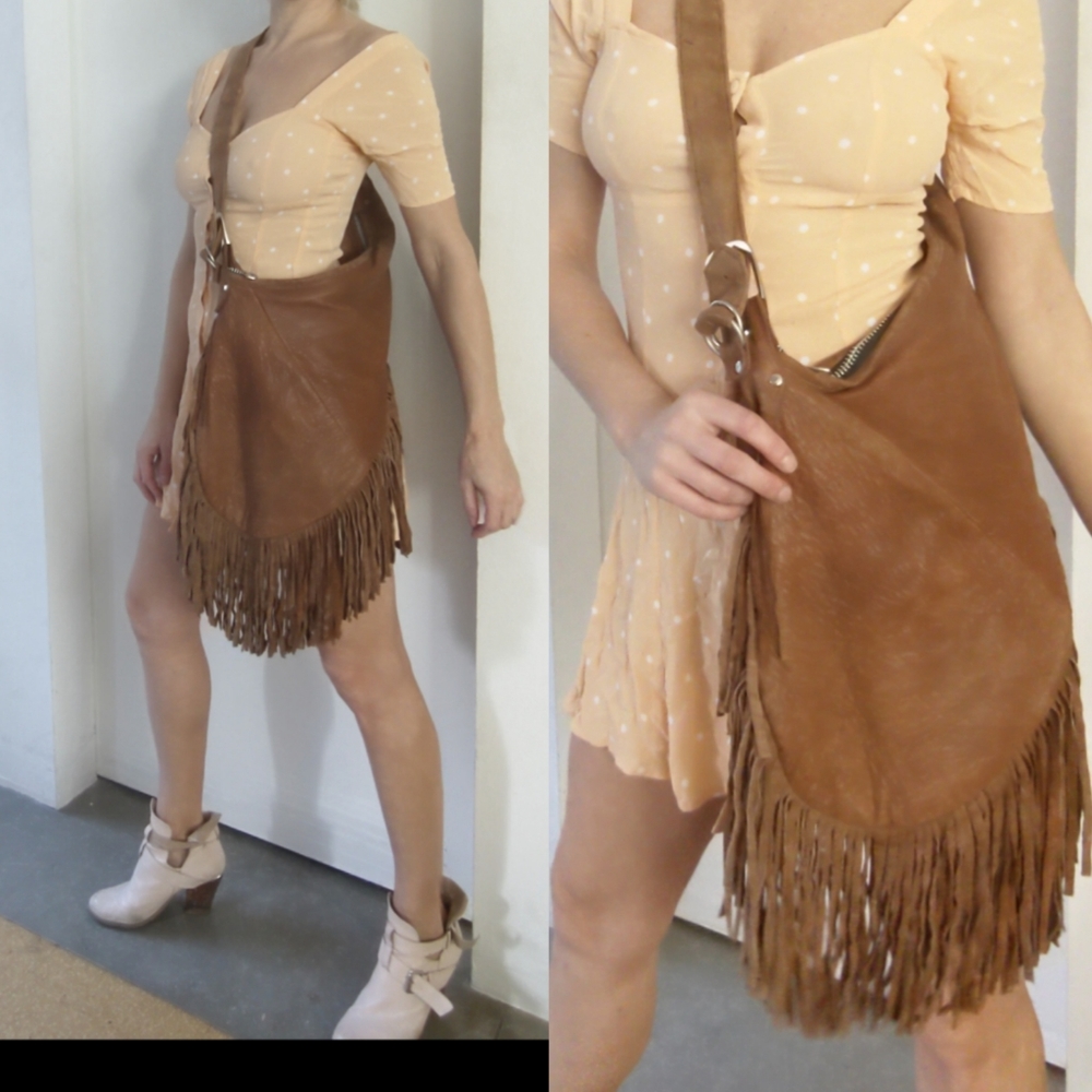 100% leather custom 2-of-a-kind couture saddle bag - Picture 2 of 7